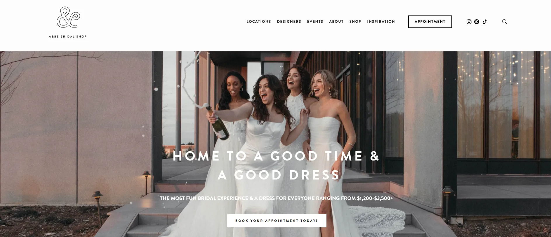 A & Bé Bridal Shop website