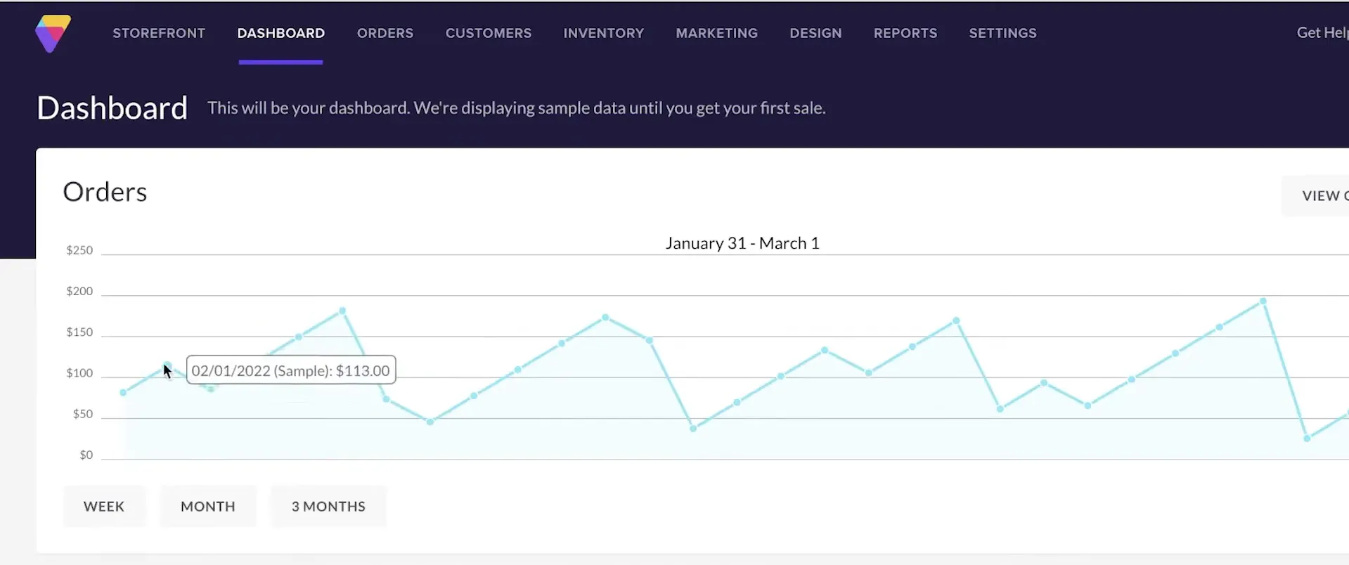 Volusion dashboard