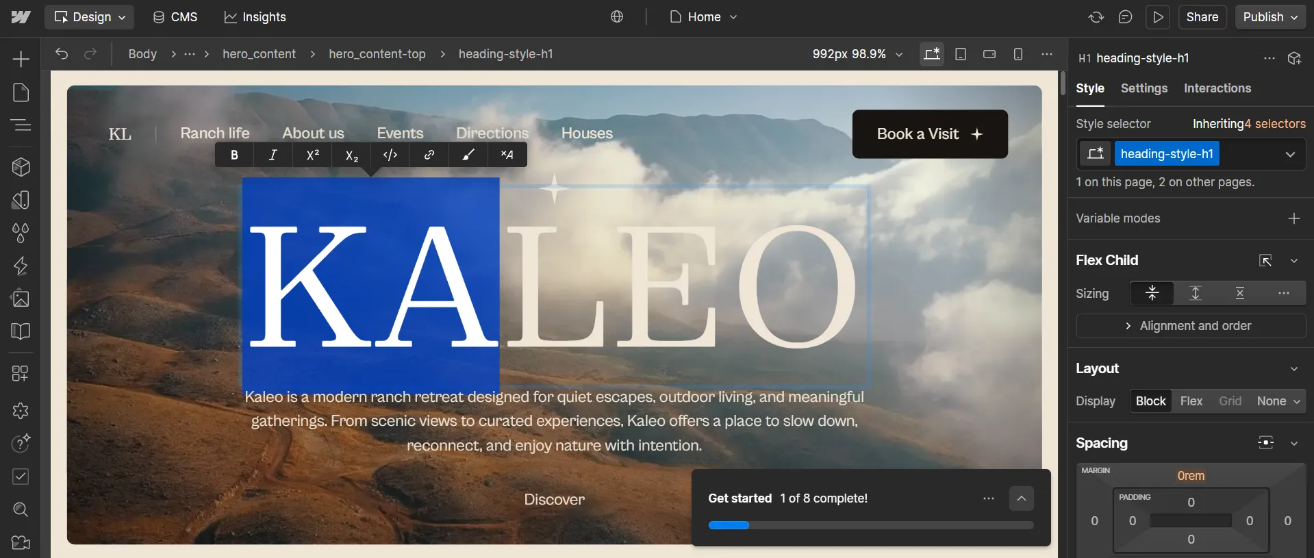 Webflow visual editor