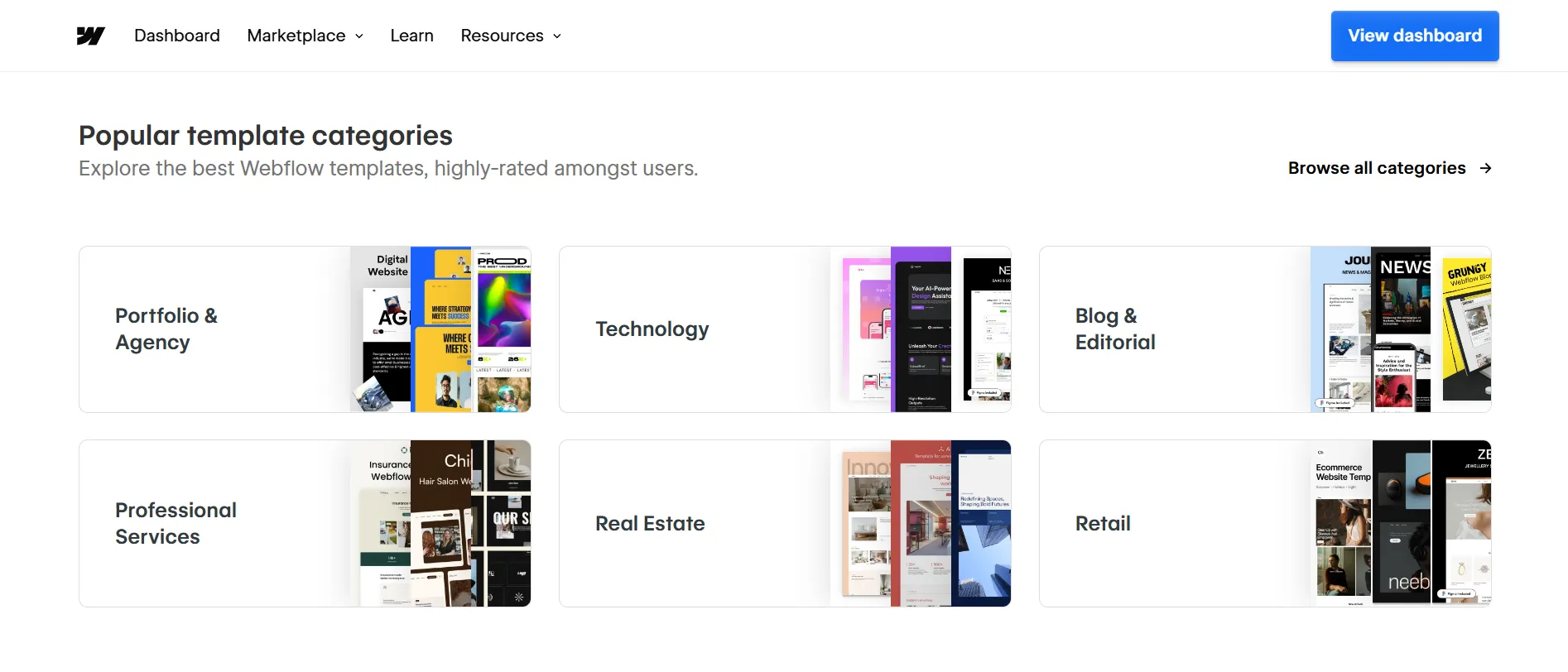 Webflow templates marketplace