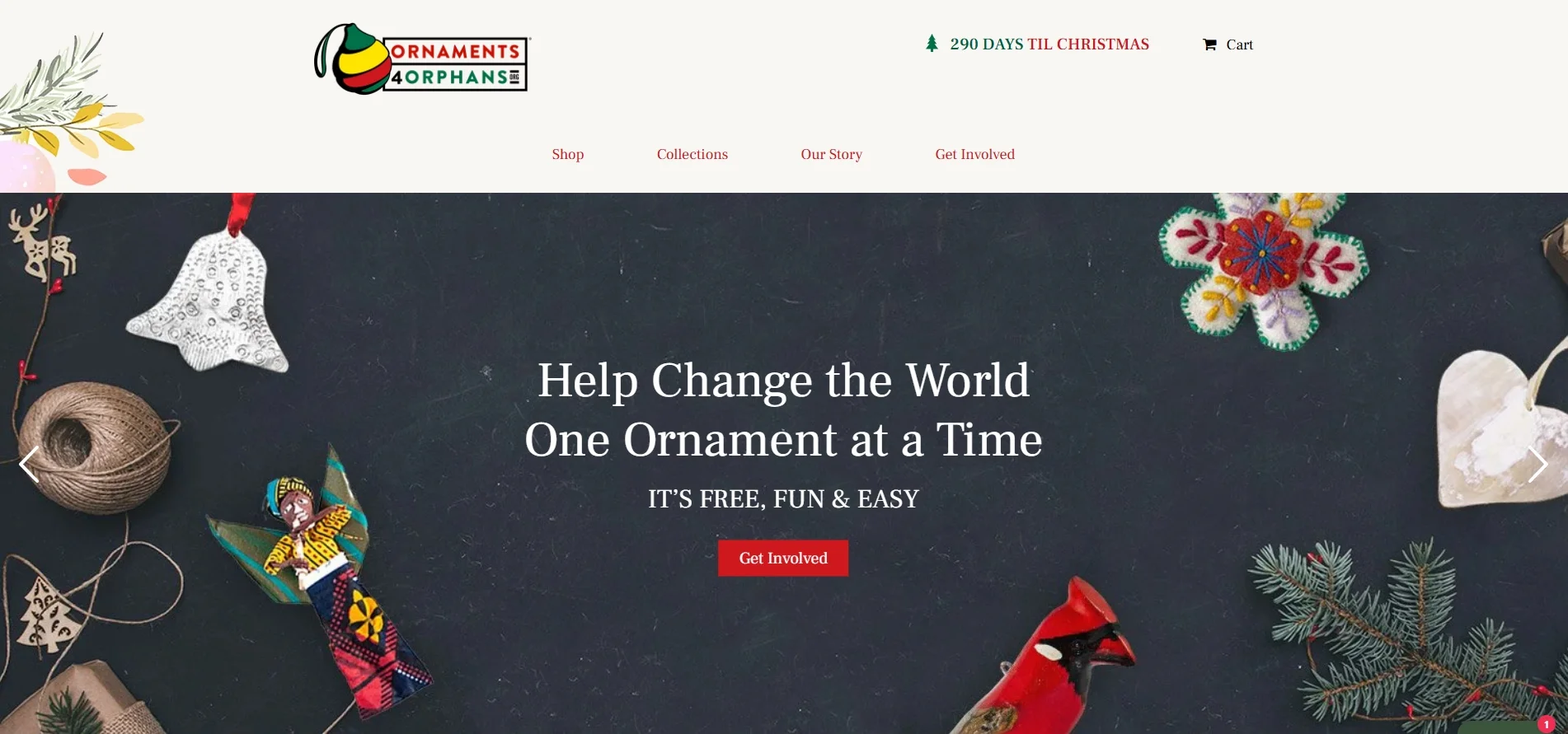 Ornaments 4 Orphans - An example of nonprofit website on Shopify