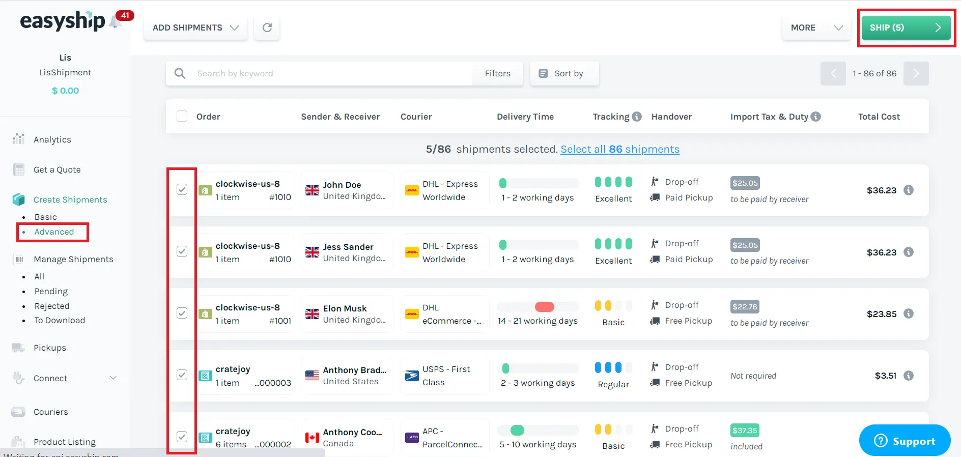 zoho-commerce-vs-shopify-easyship-integration