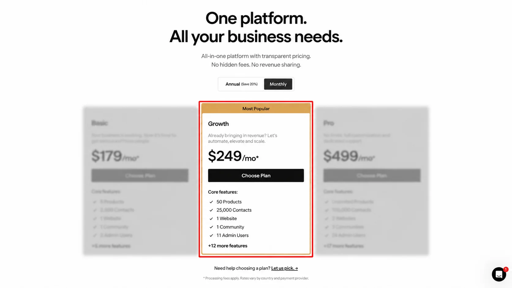 Kajabi pricing plan Growth