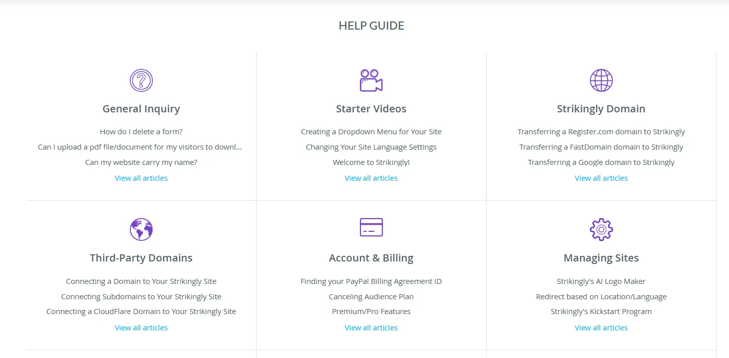 Strikingly help center