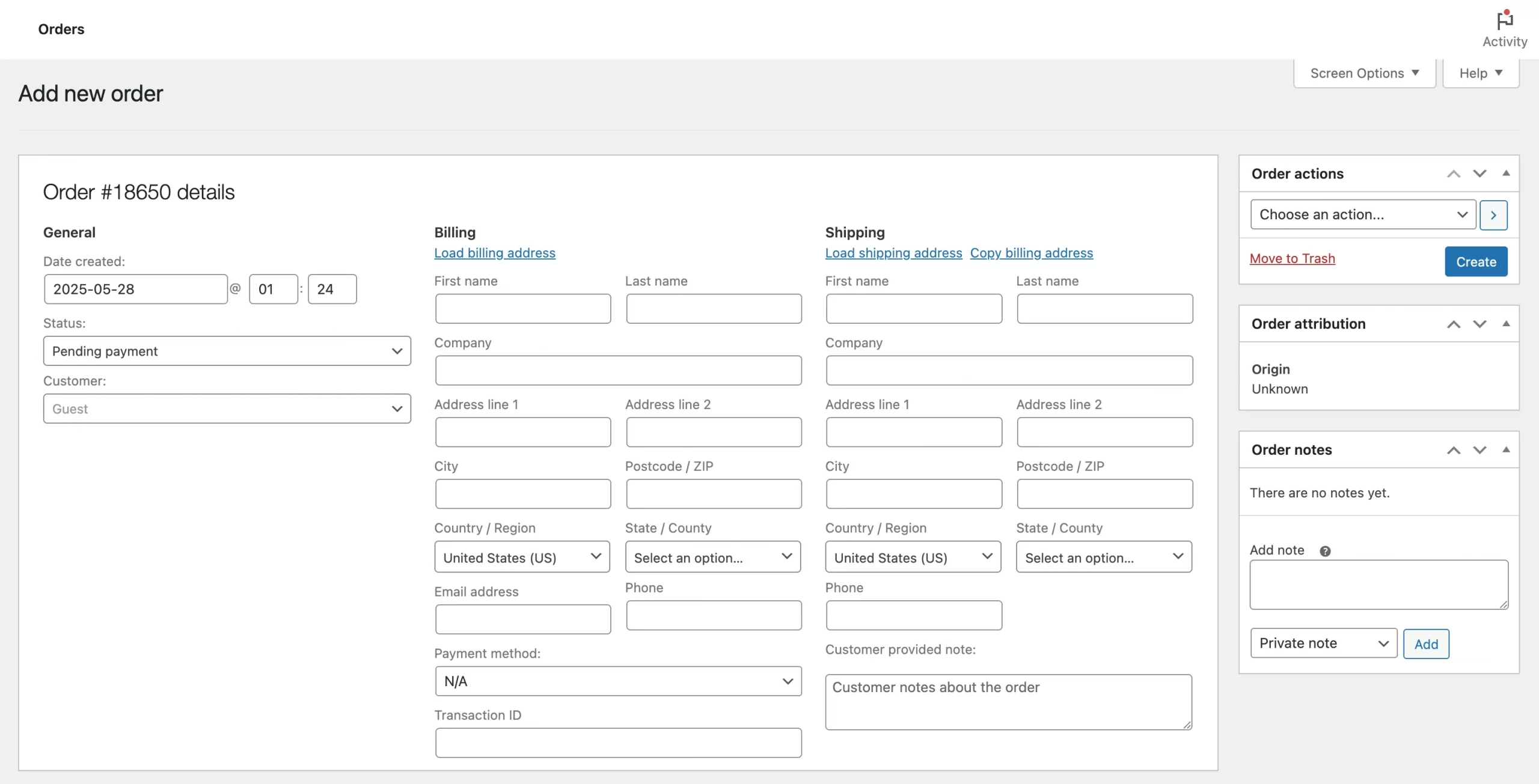 woocommerce order general dashboard