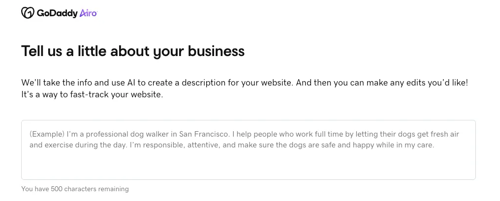 Alt: GoDaddy Airo - AI site creation