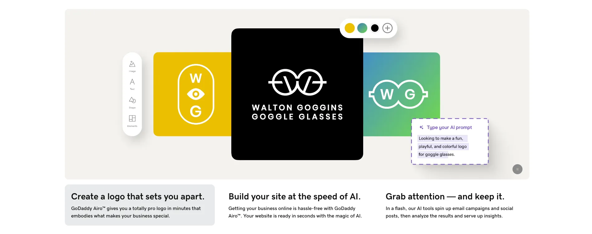 Alt: Some GoDaddy Airo’s key features