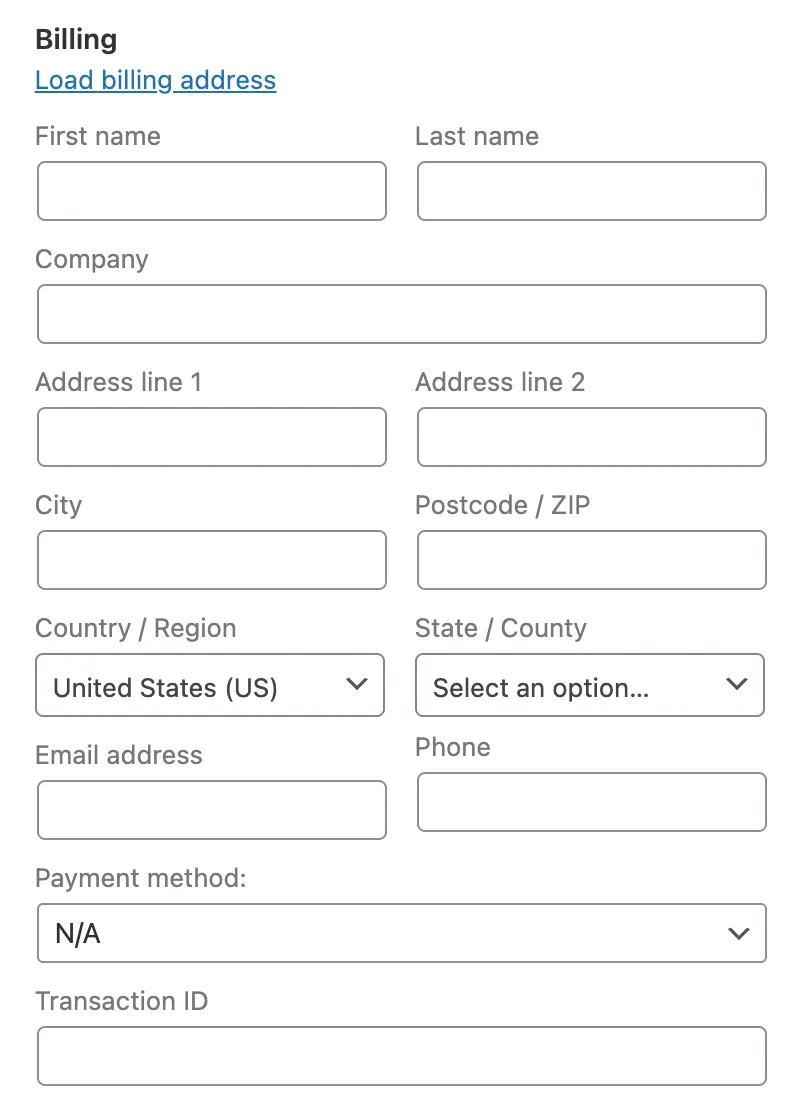 order billing details
