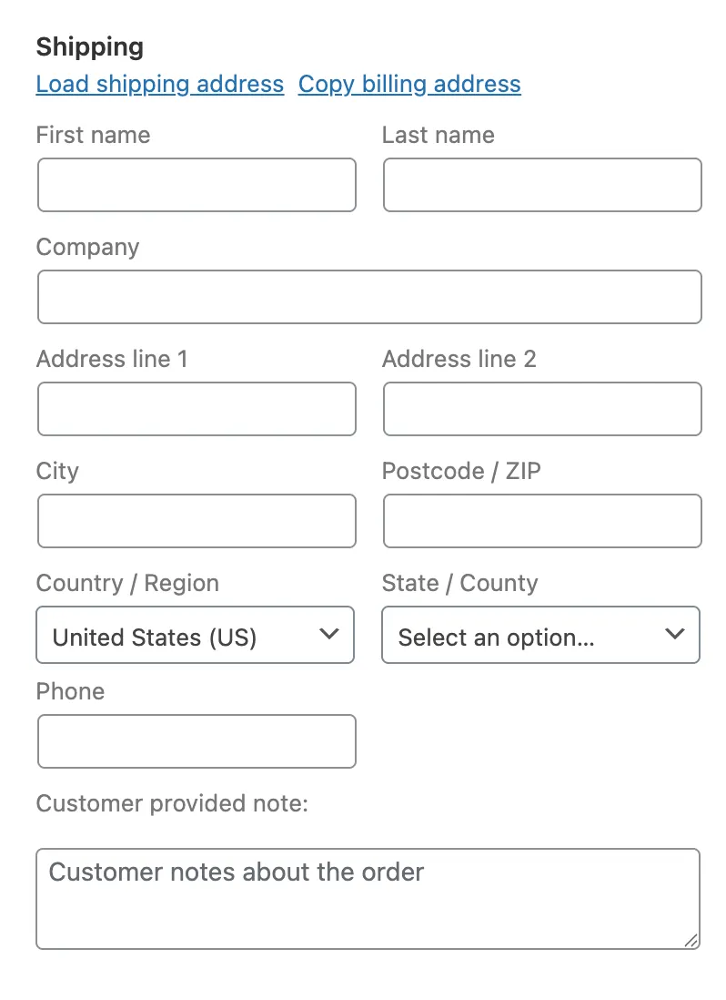 woocommerce order shipping details