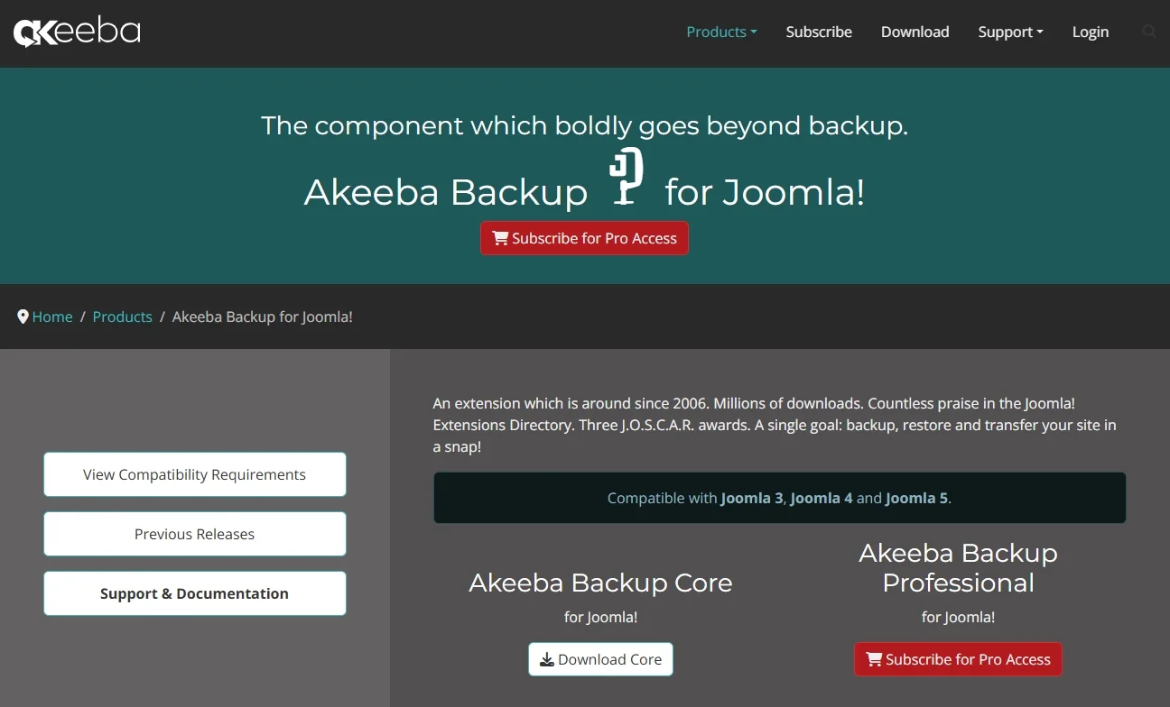Akeeba backup for Joomla