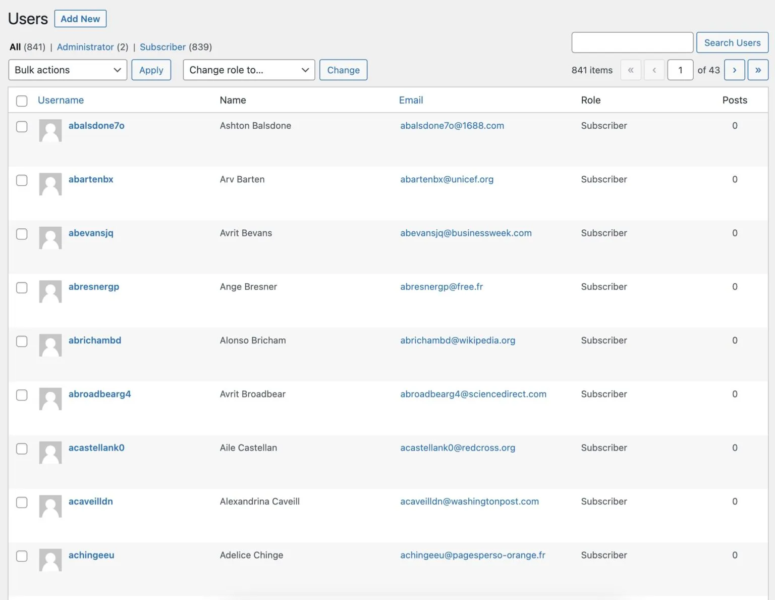 Step 6b: Check your newly imported users to WordPress