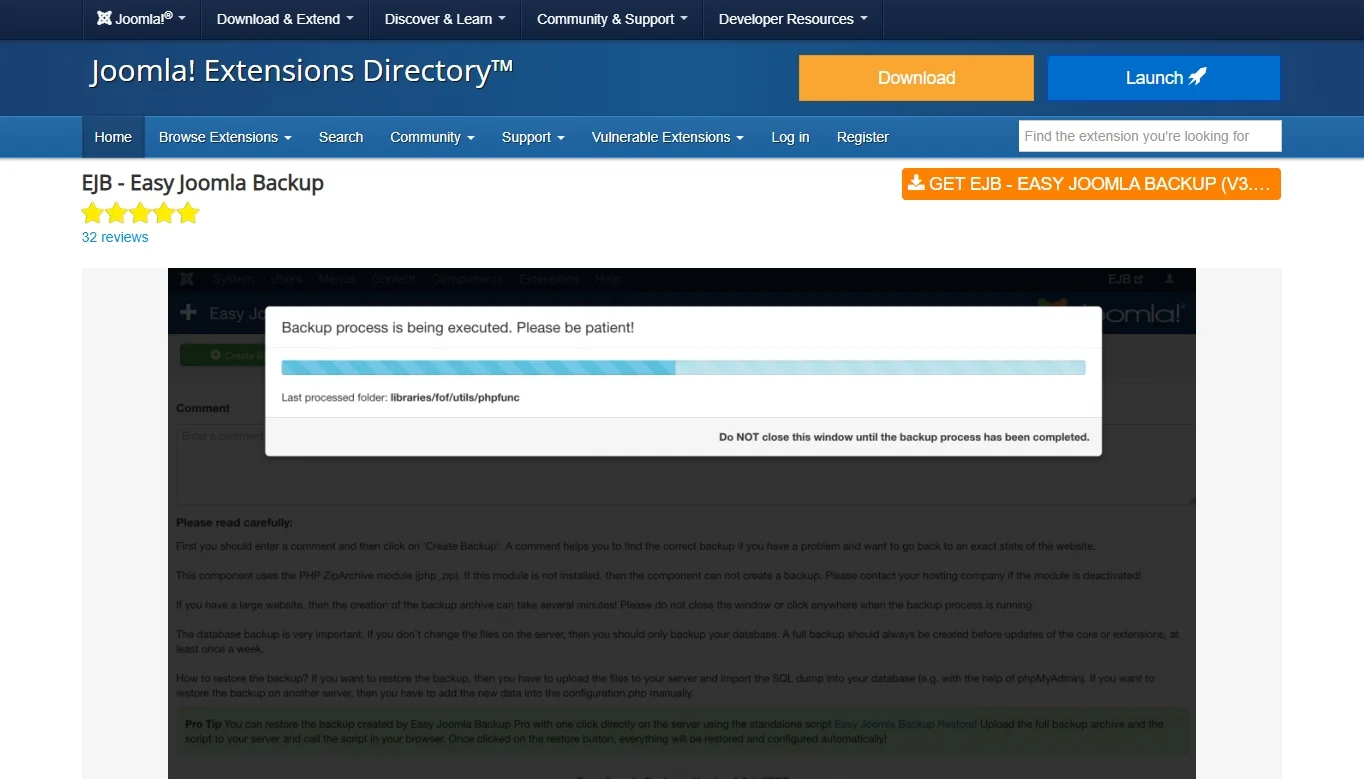 EJB - Easy Joomla Backup