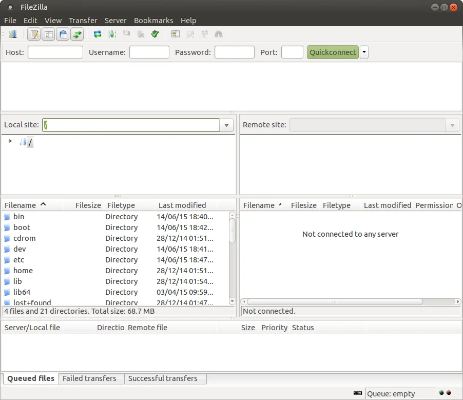 Firezilla FTP for Joomla backup