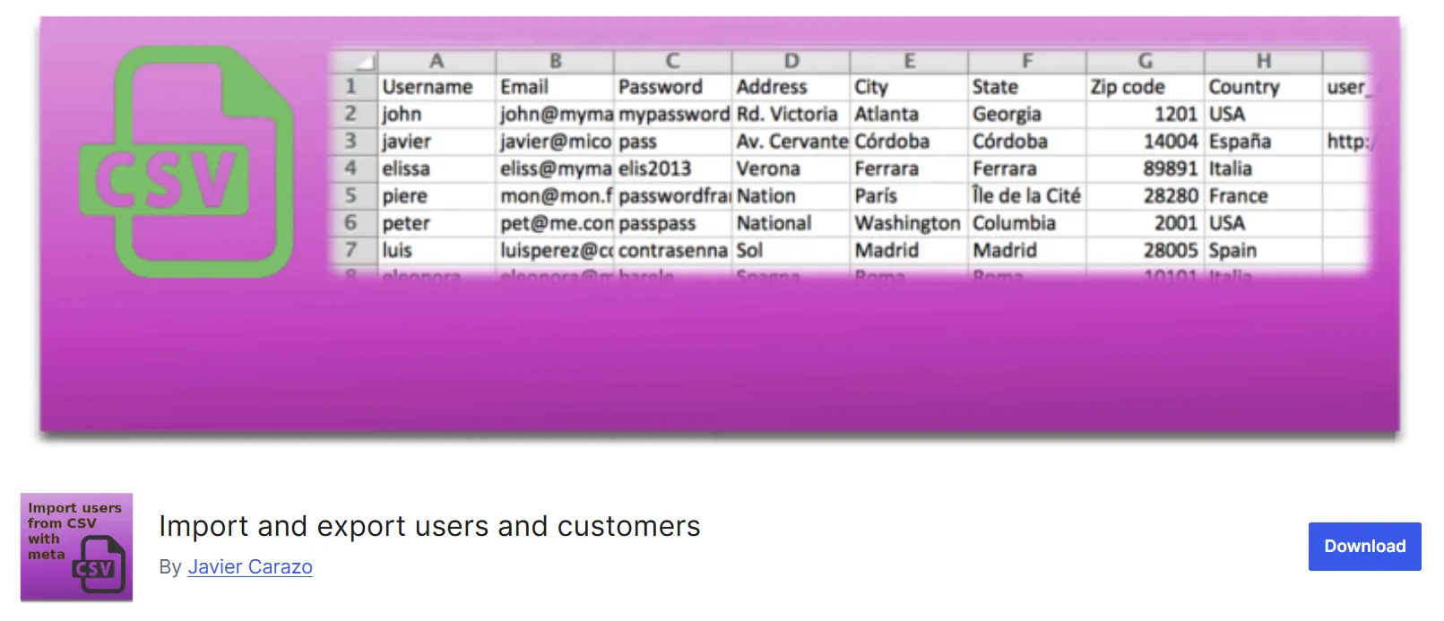 Import and Export Users and Customers