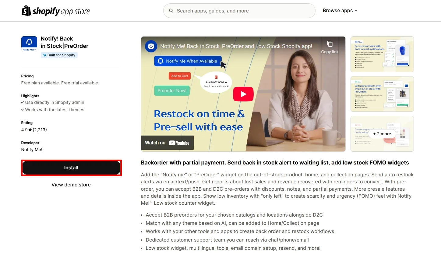 Install pre order Shopify app