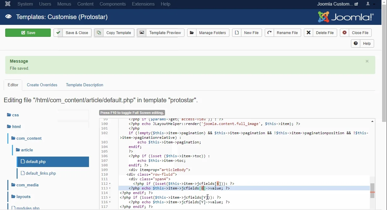Joomla custom CSS