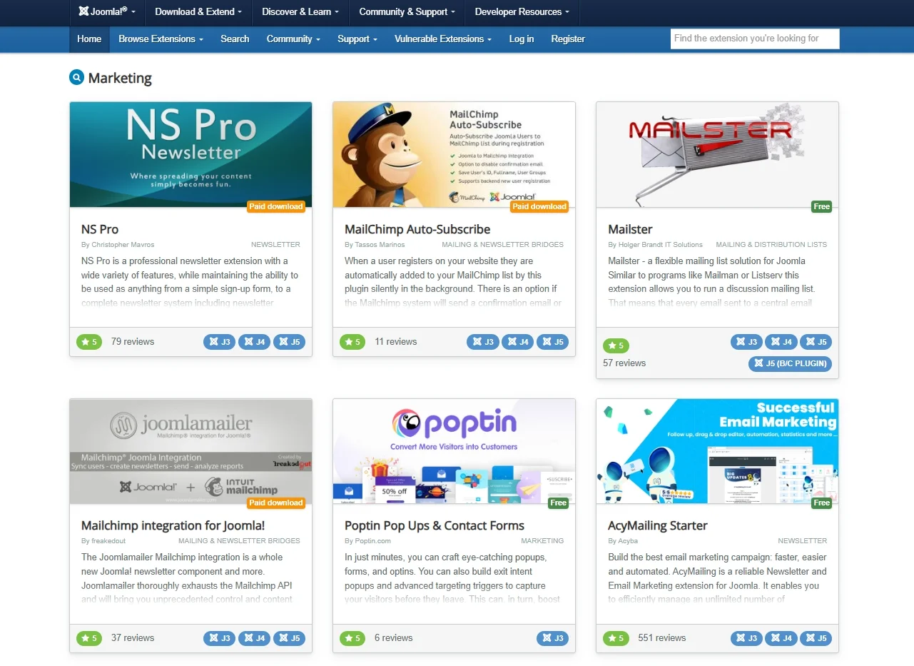 Joomla Marketing extensions