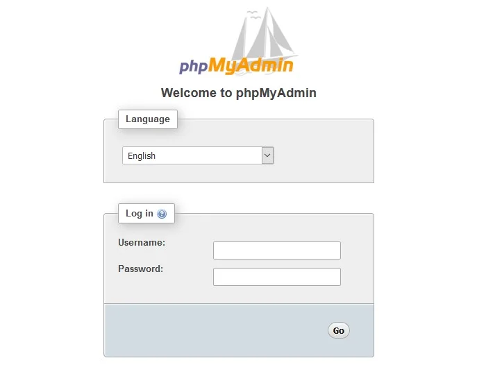 Login to phpMyAdmin
