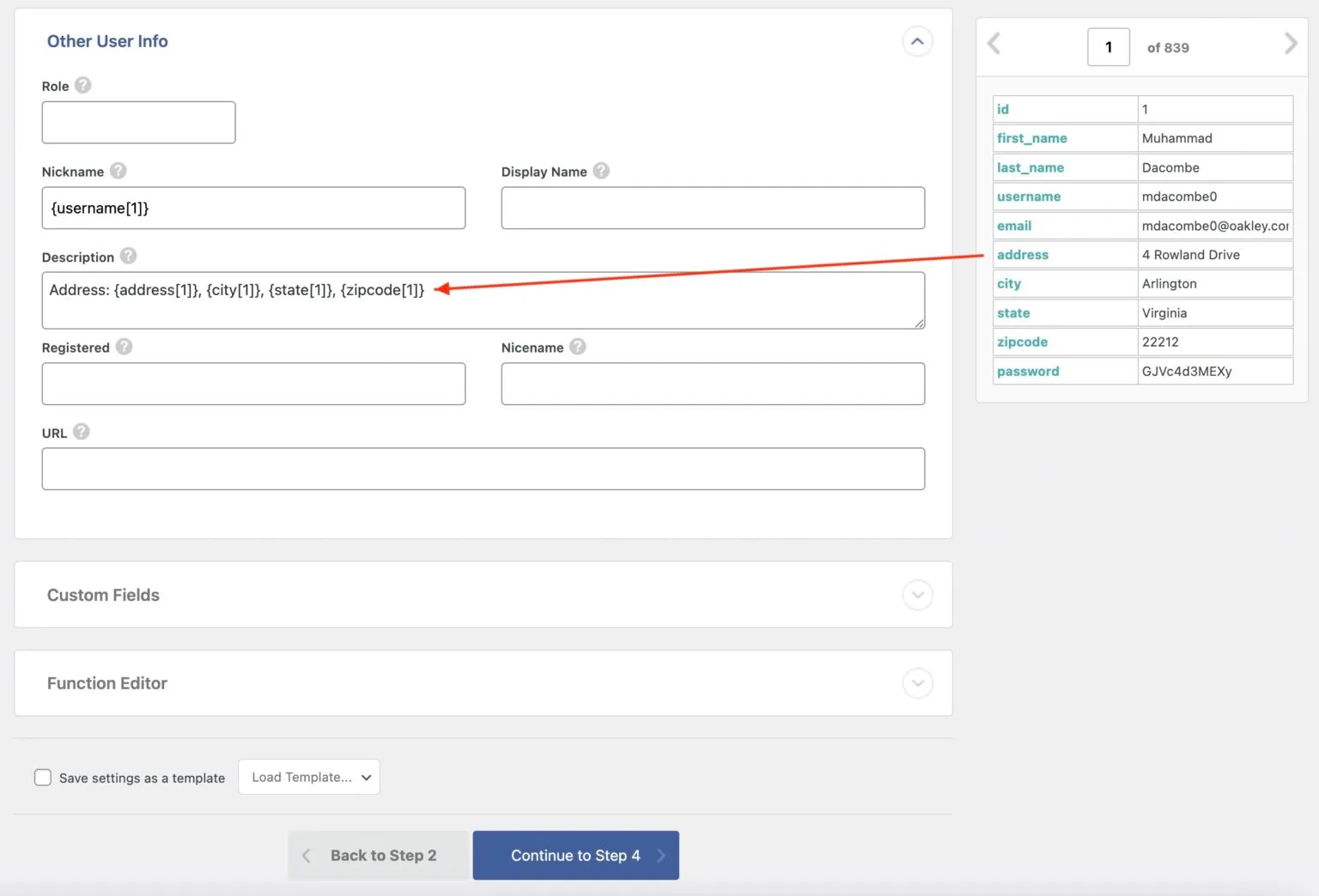 Step 4b: Map custom fields