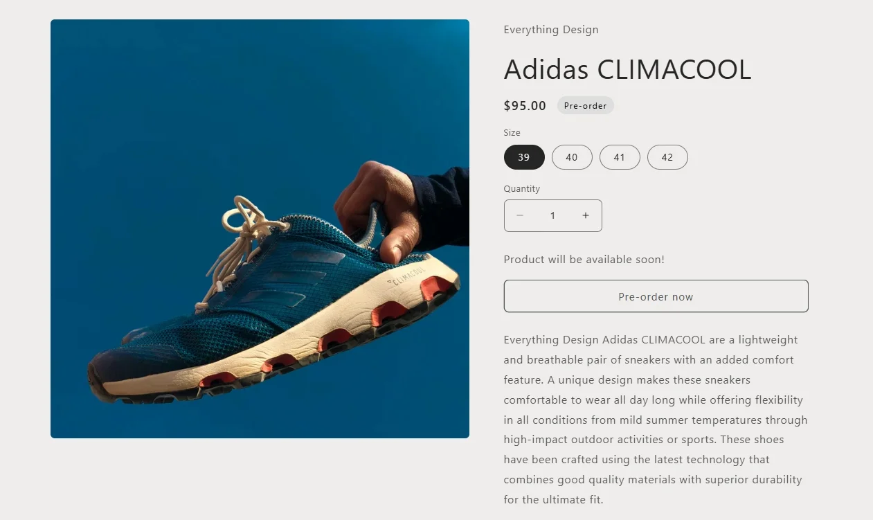 Pre order on Shopify
