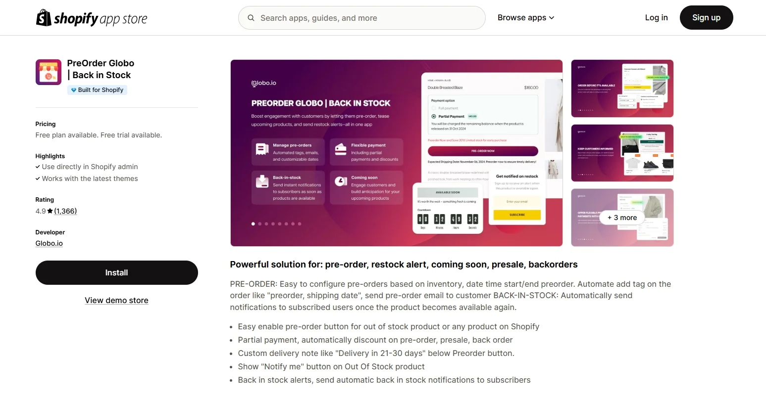 PreOrder Globo | Back in Stock on Shopify App Store