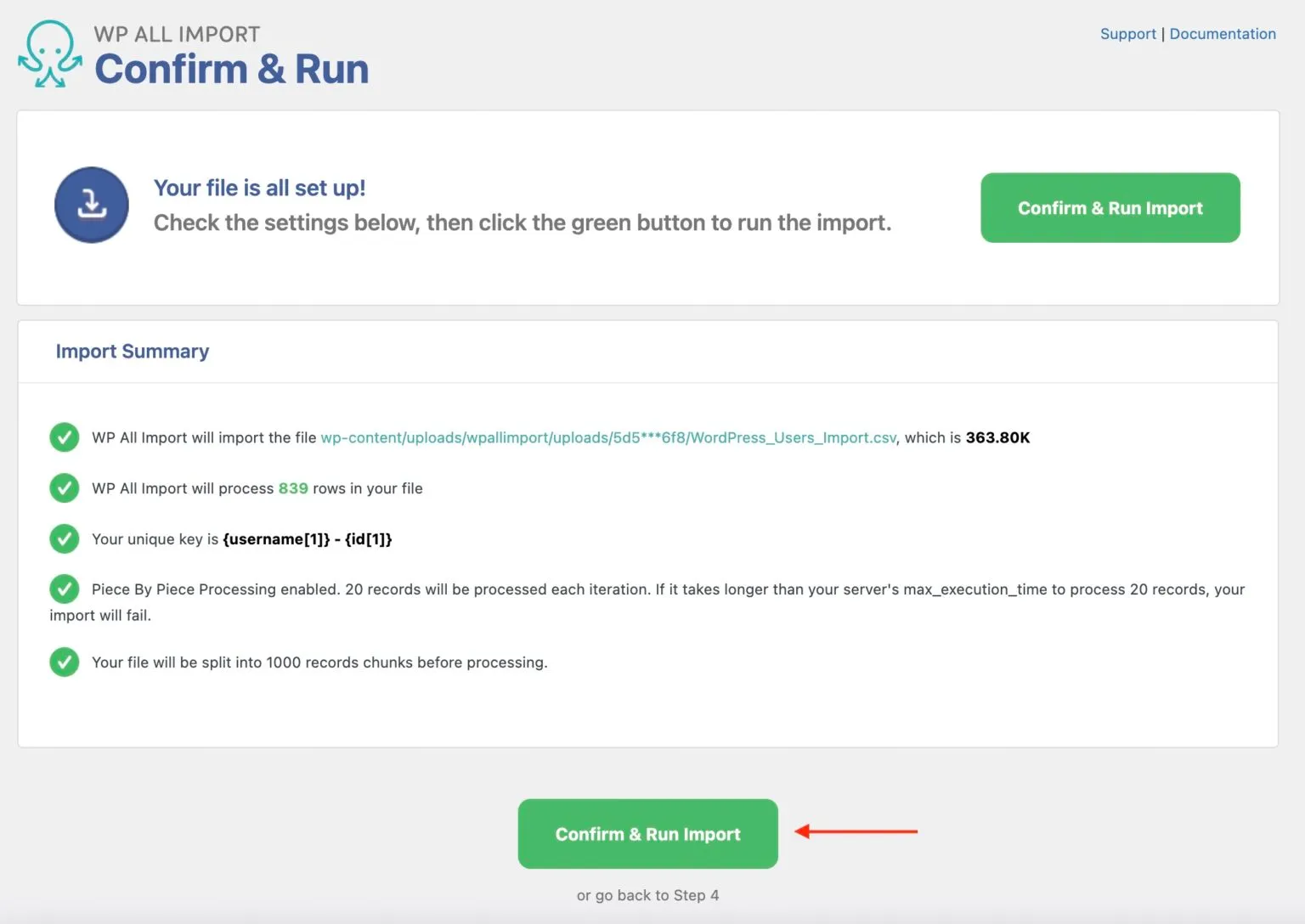 Step 6a: Run the import