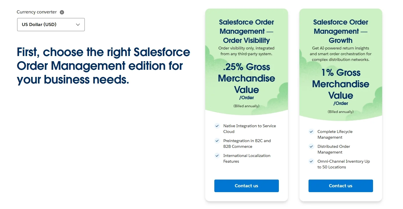 Salesforce Order Management pricing