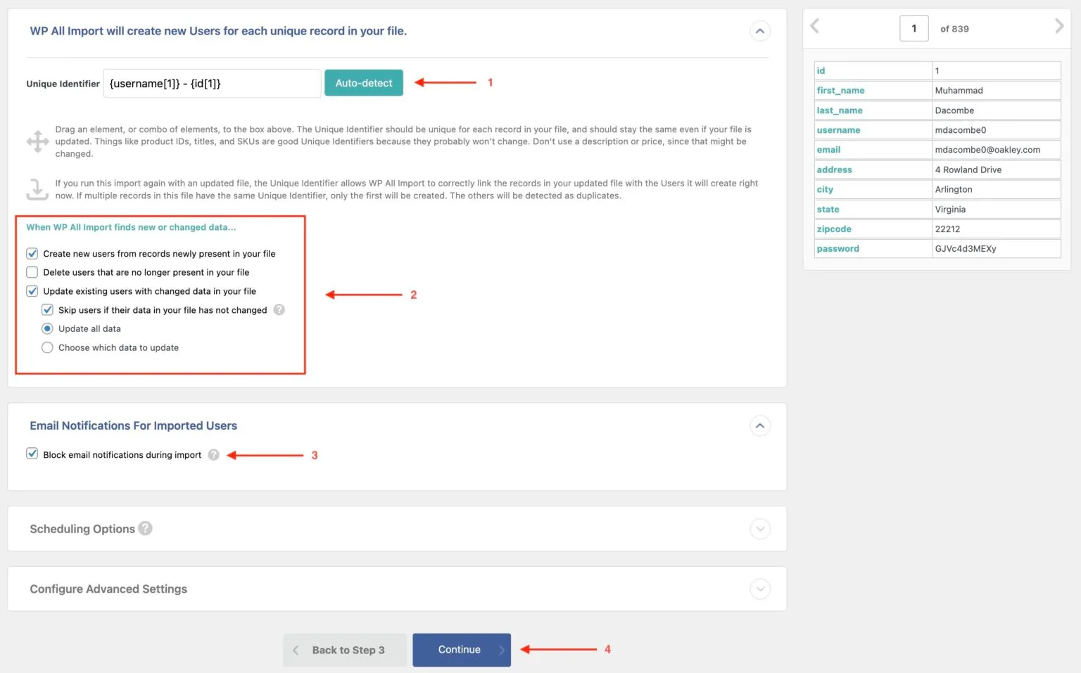 Step 5: Set import options