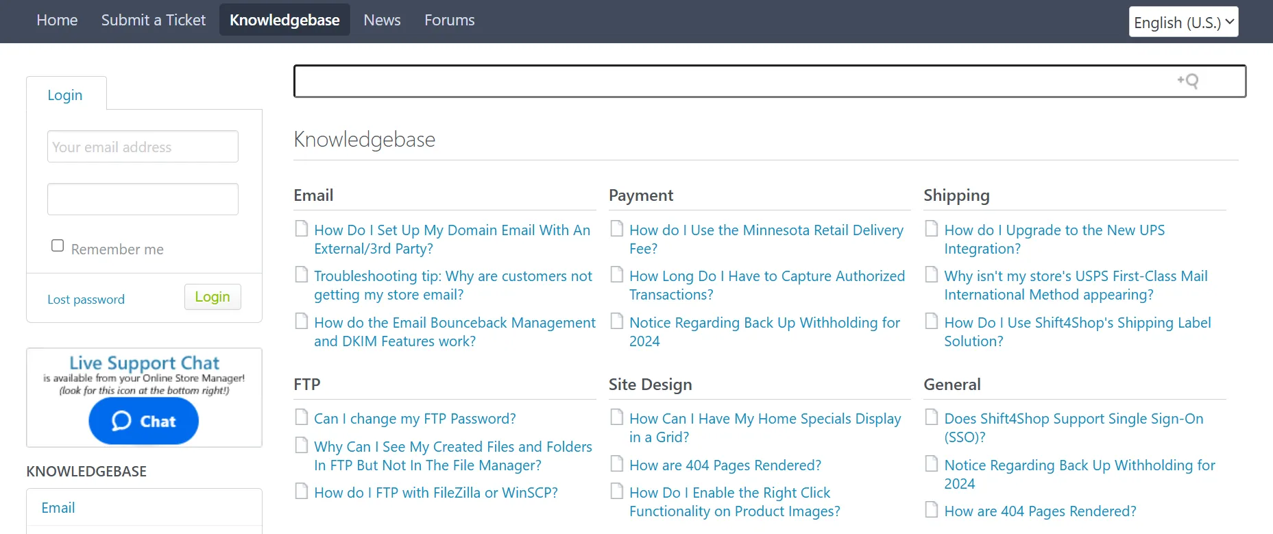Shift4Shop knowledge base