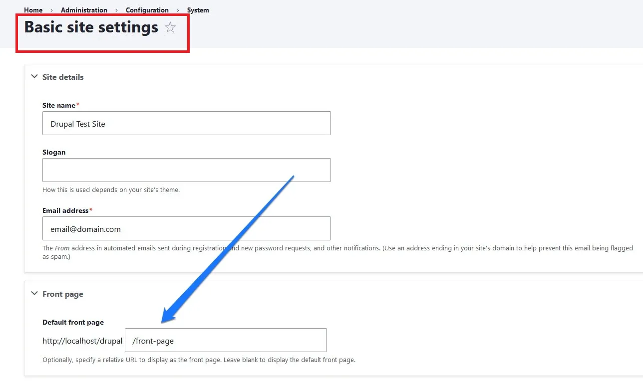drupal-set-front-pages
