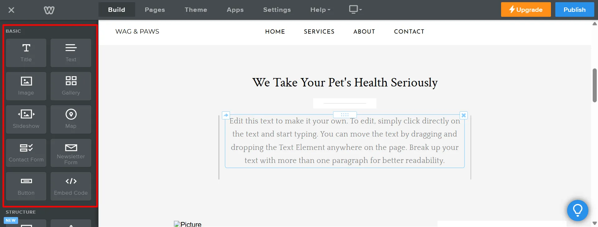 Add Weebly elements