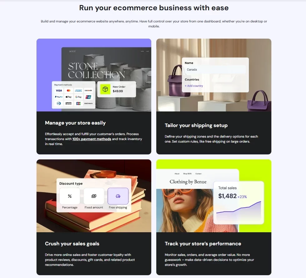 Hostinger eCommerce features