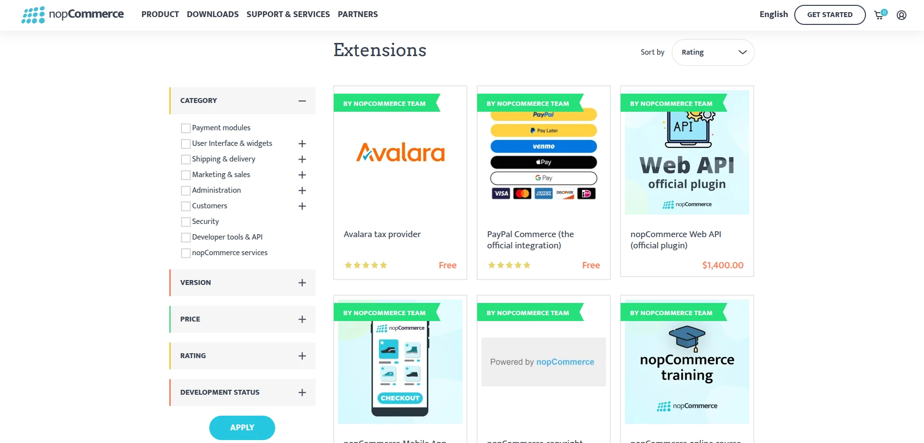 nopCommerce extension store