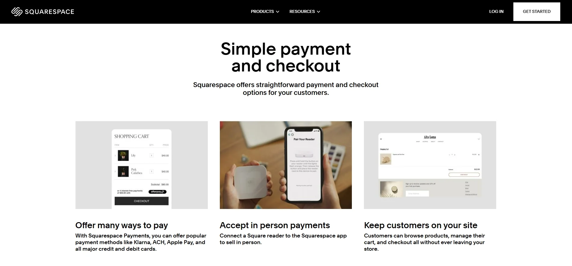 Squarespace payment and checkout
