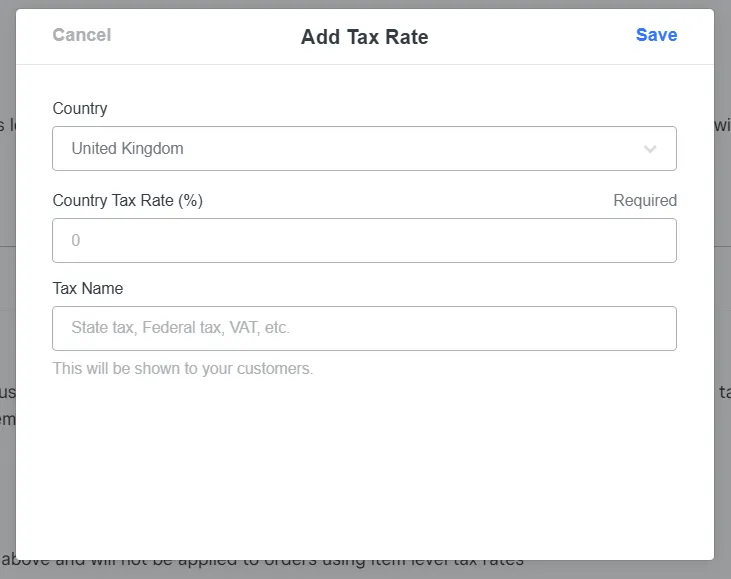 Specify tax rate Weebly