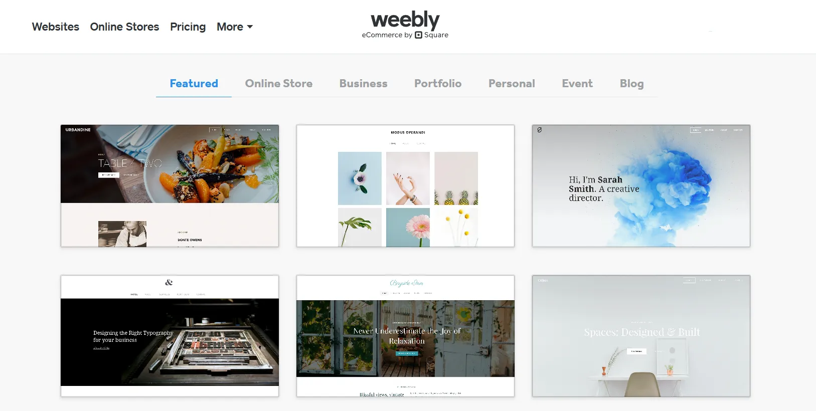 Weebly templates store