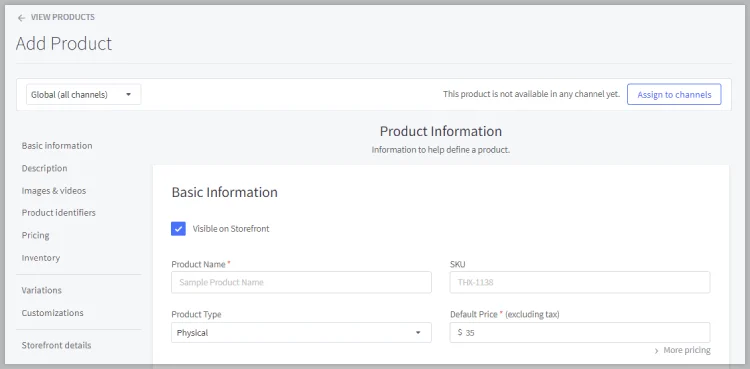 Add product to BigCommerce