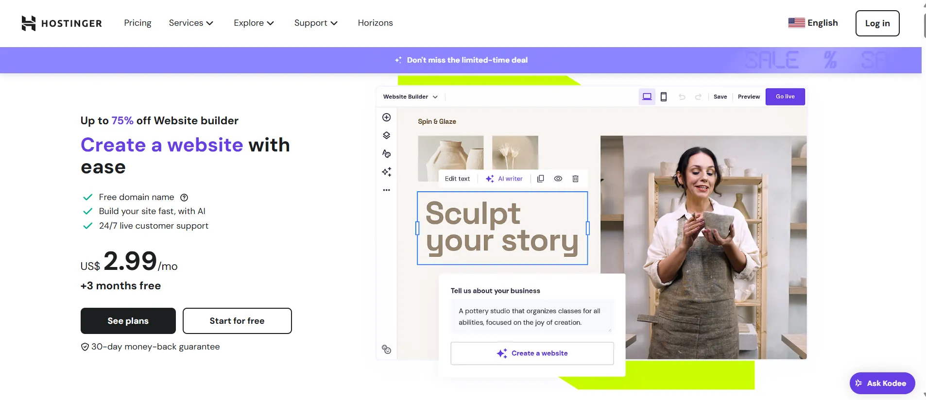 Hostinger website builder