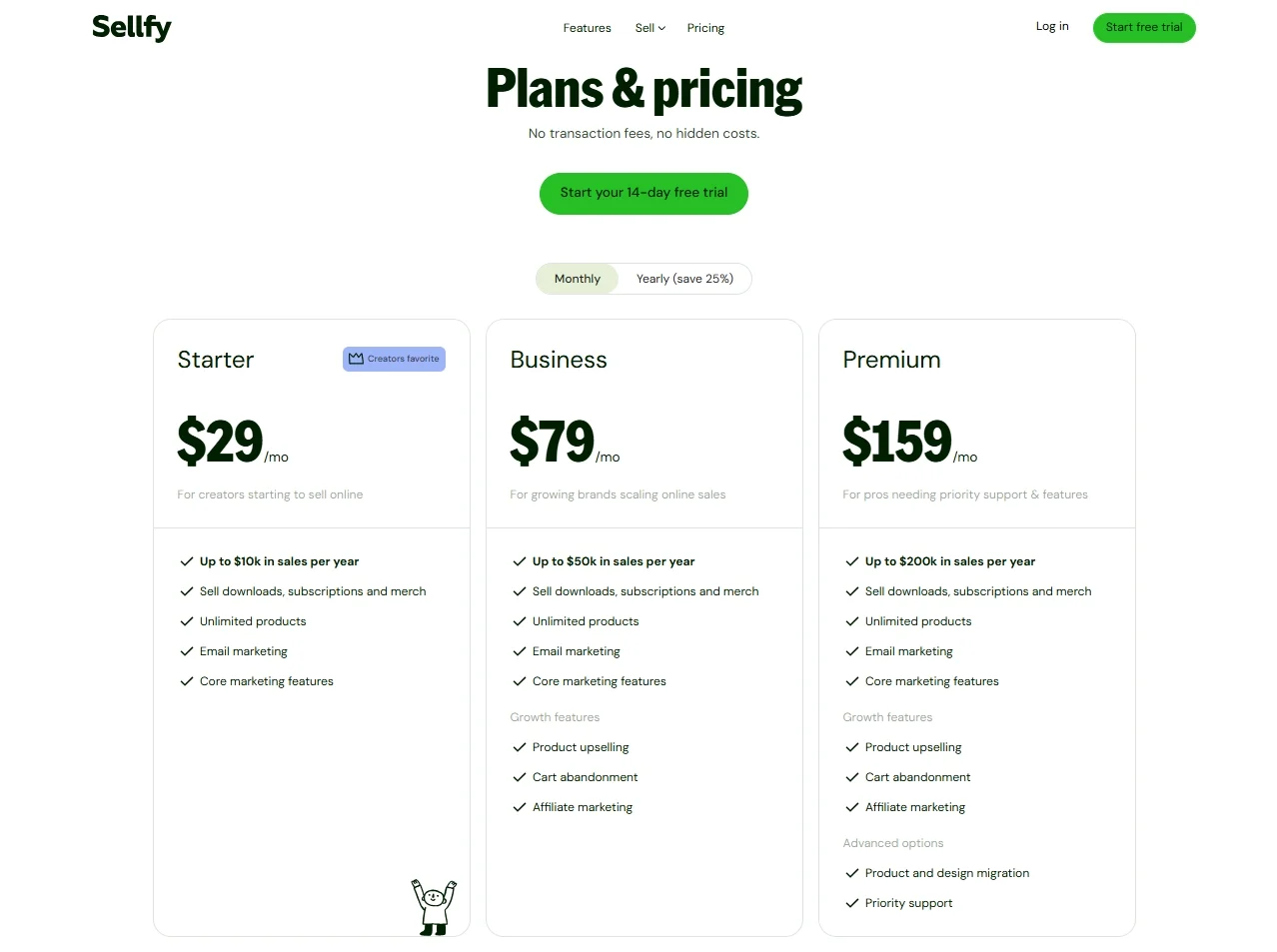 Sellfy pricing