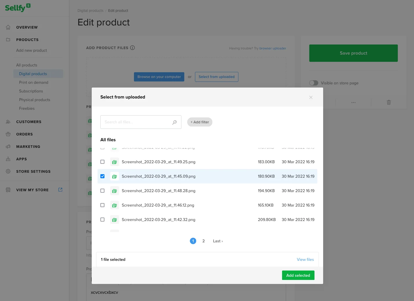 Selling digital products on Sellfy