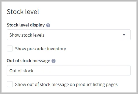 Setting stock levels on BigCommerce