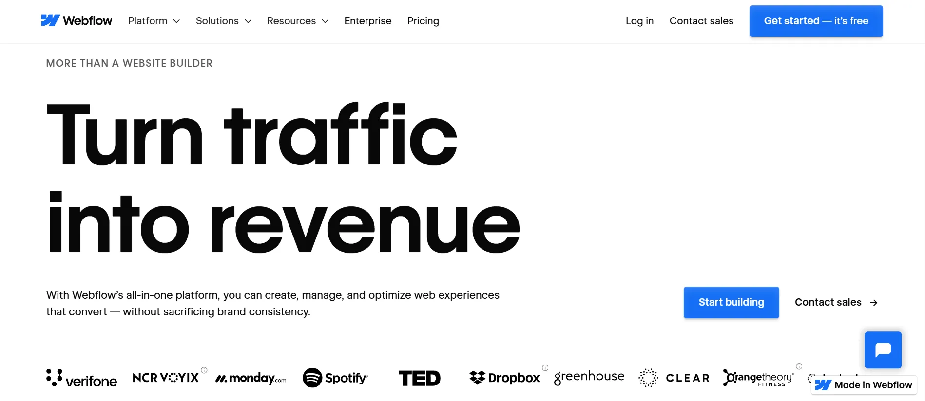 Webflow homepage