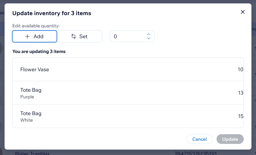 Adjust inventory level