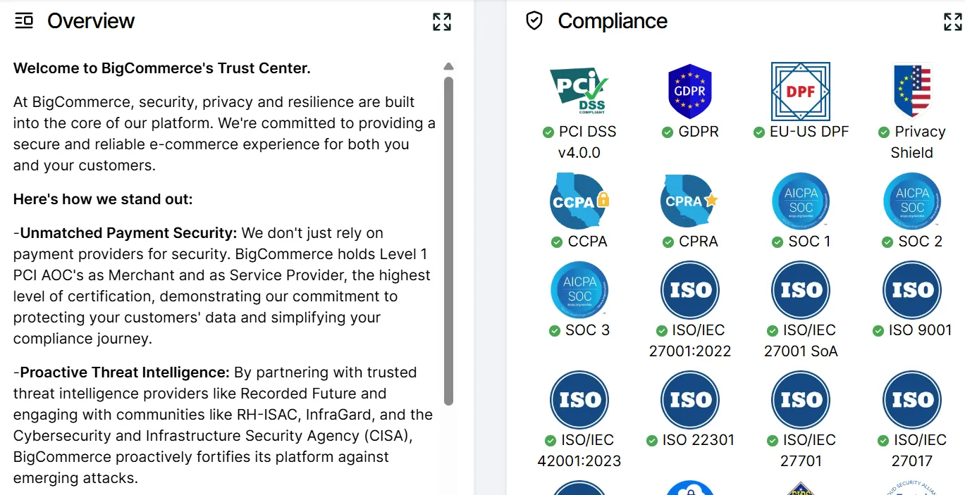 BigCommerce security information