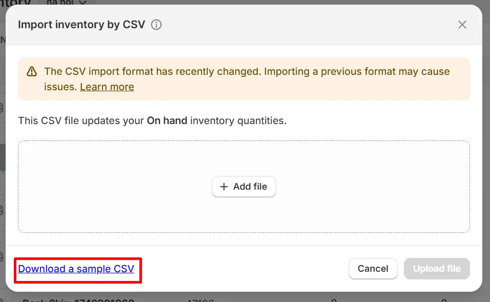 Step 2: Download the sample Shopify CSV file