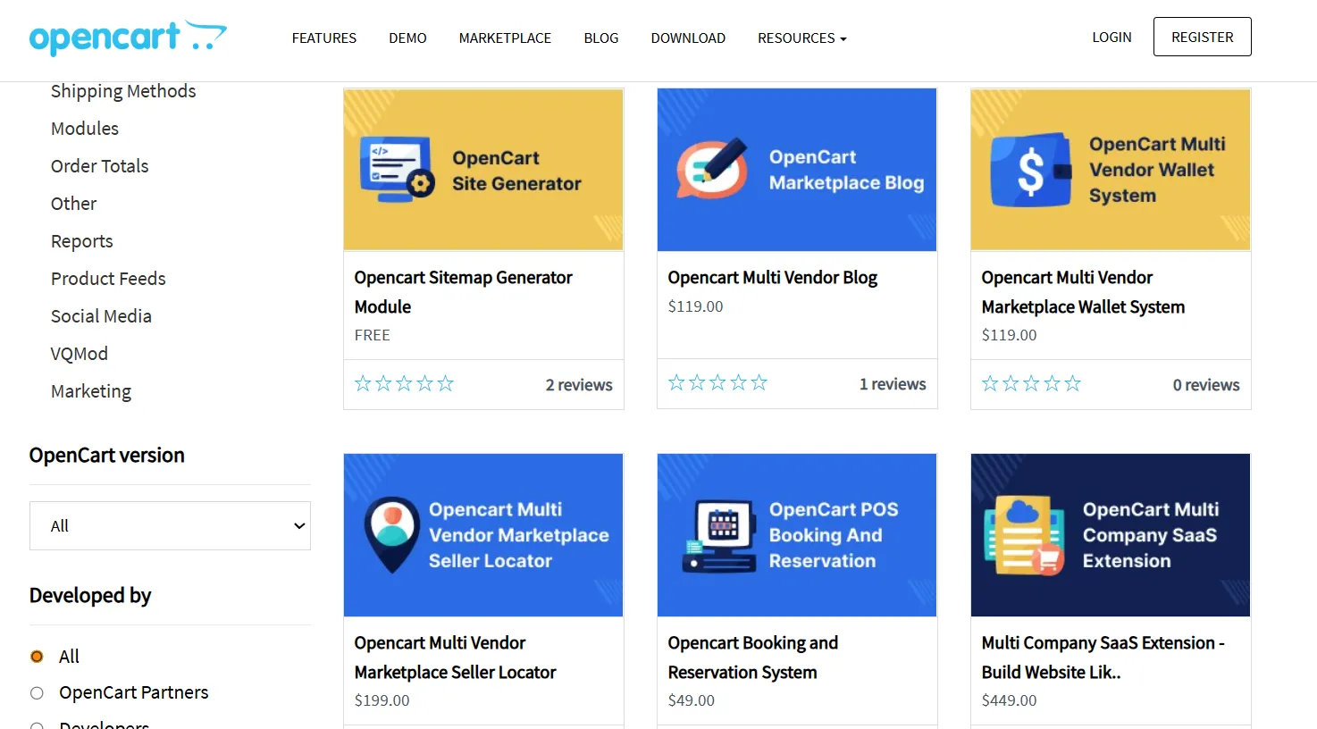 OpenCart extensions store
