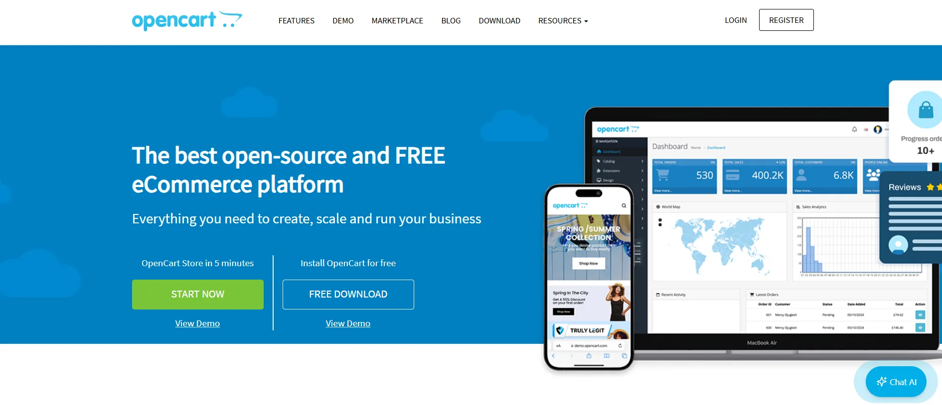 OpenCart homepage