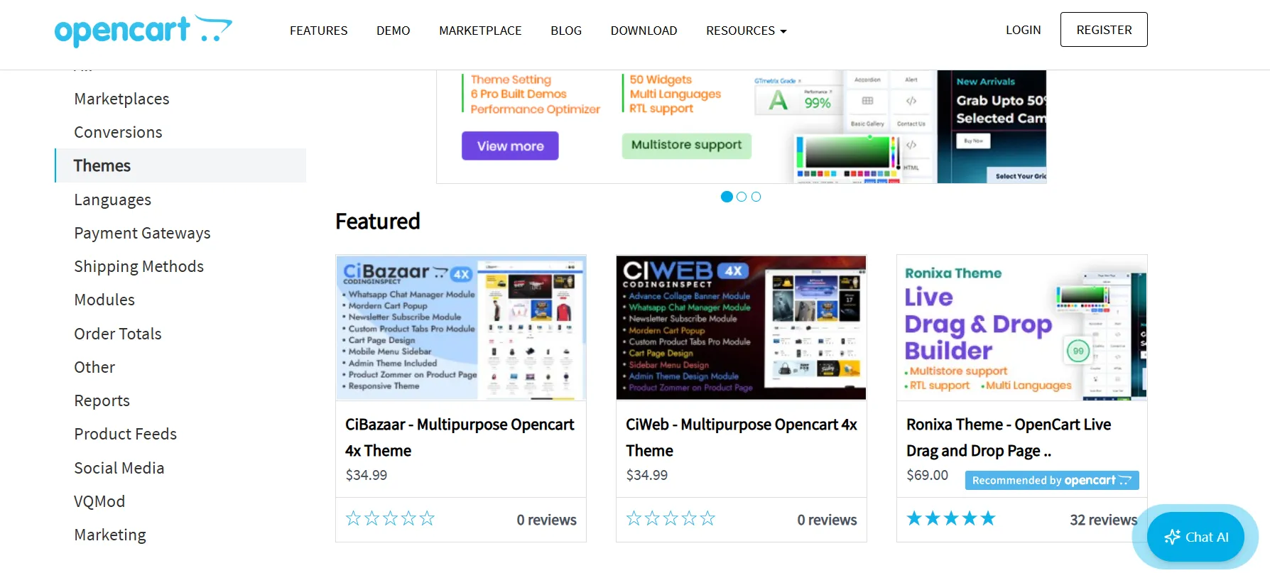 OpenCart theme store