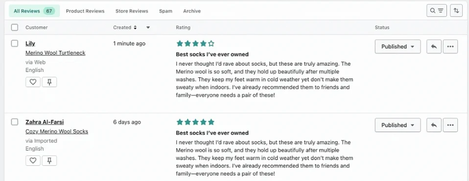 Publish reviews using the Judge.me app