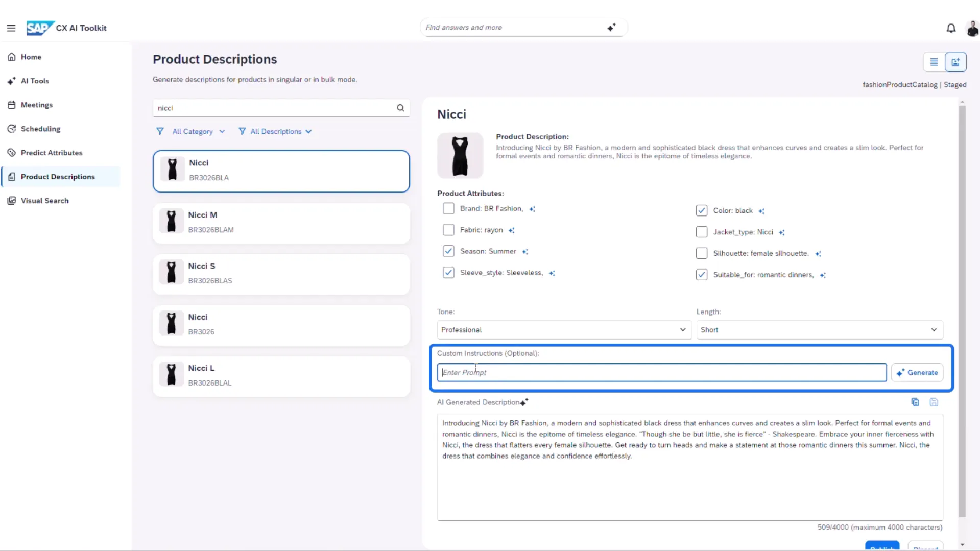 Using AI for catalog operations on SAP Commerce Cloud